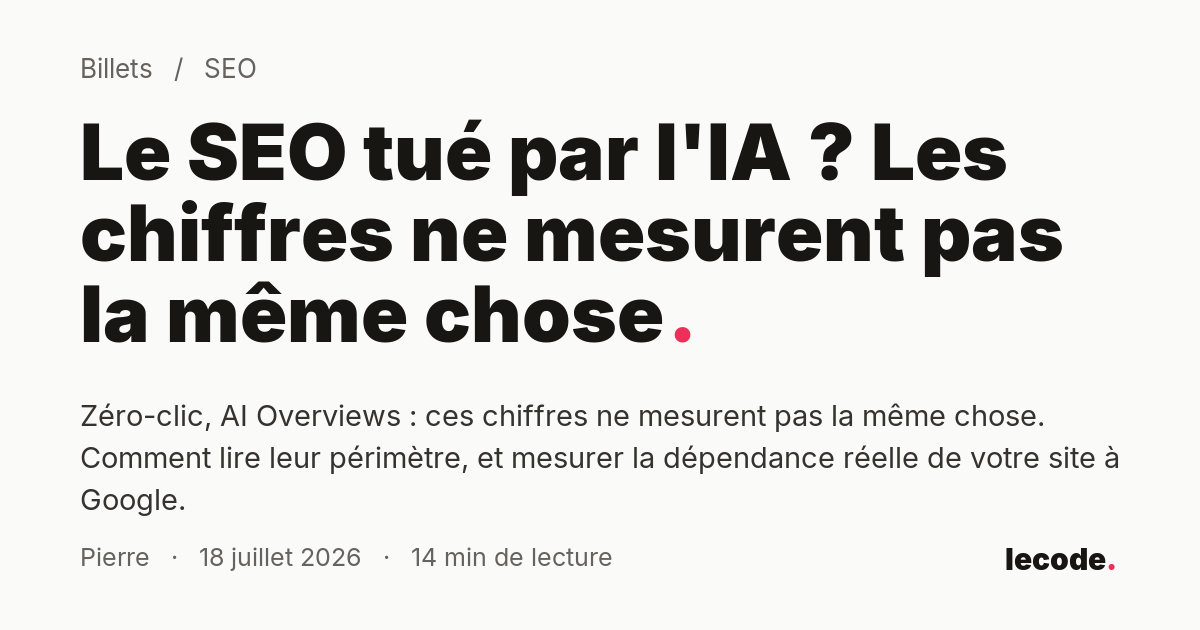 Le SEO tué par l'IA ? Les chiffres ne mesurent pas la même chose