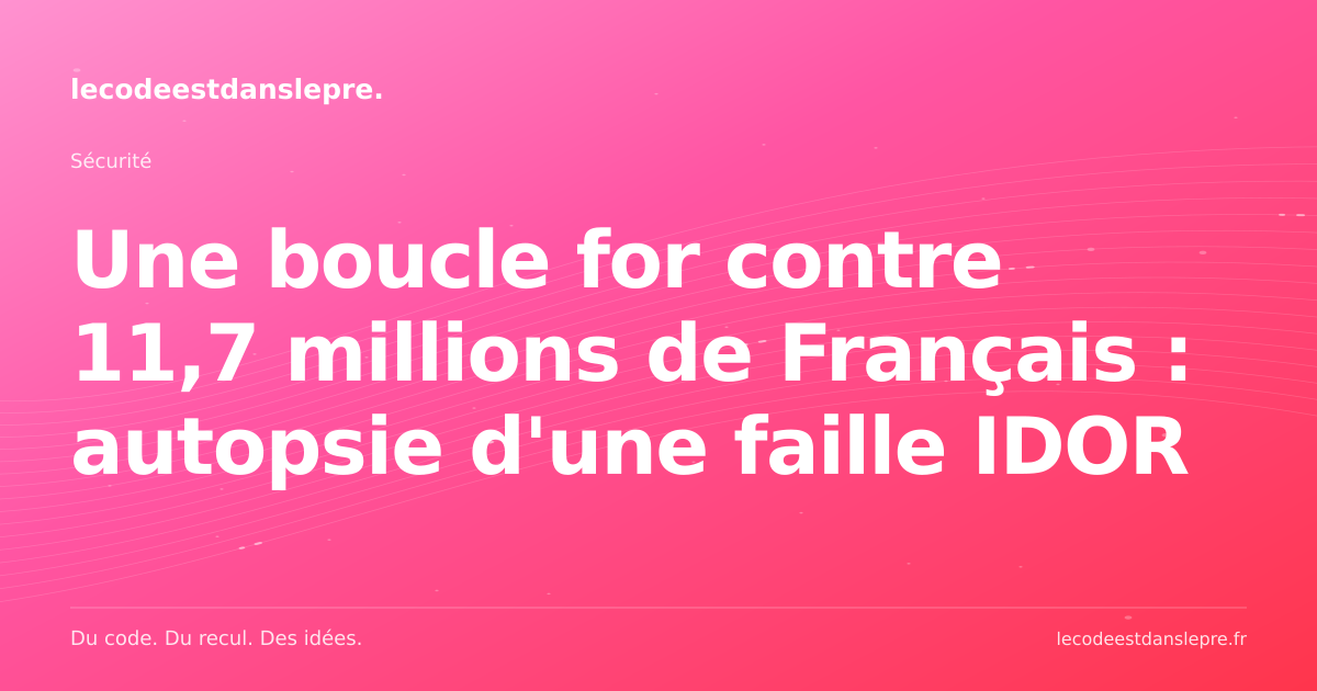 Une boucle for contre 11,7 millions de Français : autopsie d'une faille IDOR